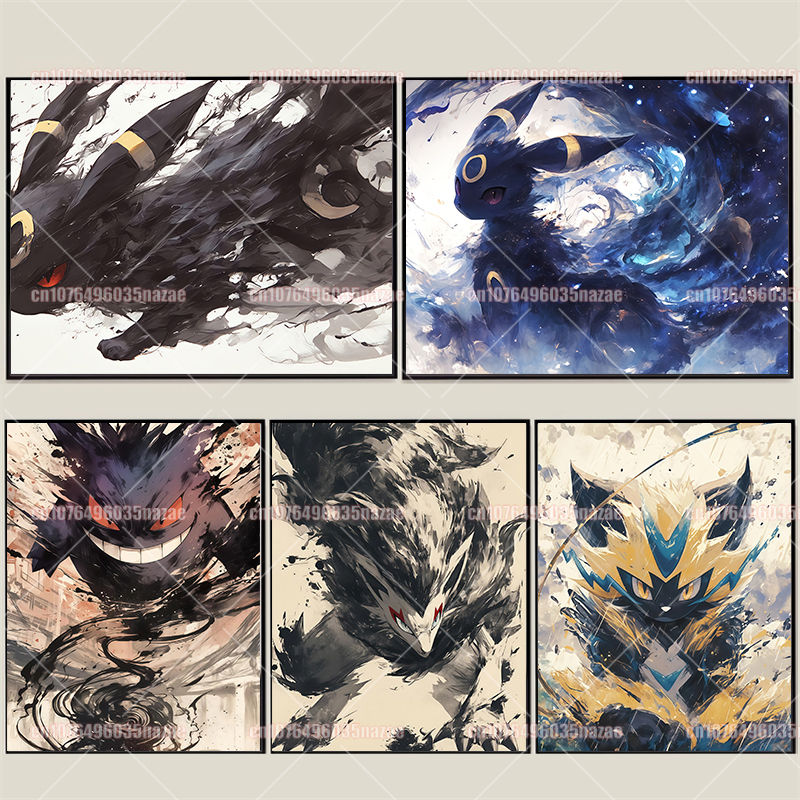 Anime Poster Print - Anime Pokemon Canvas Painting Eevee Gengar