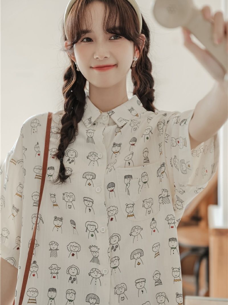 Harajuku Lovely White Cartoon  - Anime Merchandise For Women 리뷰 및 가격