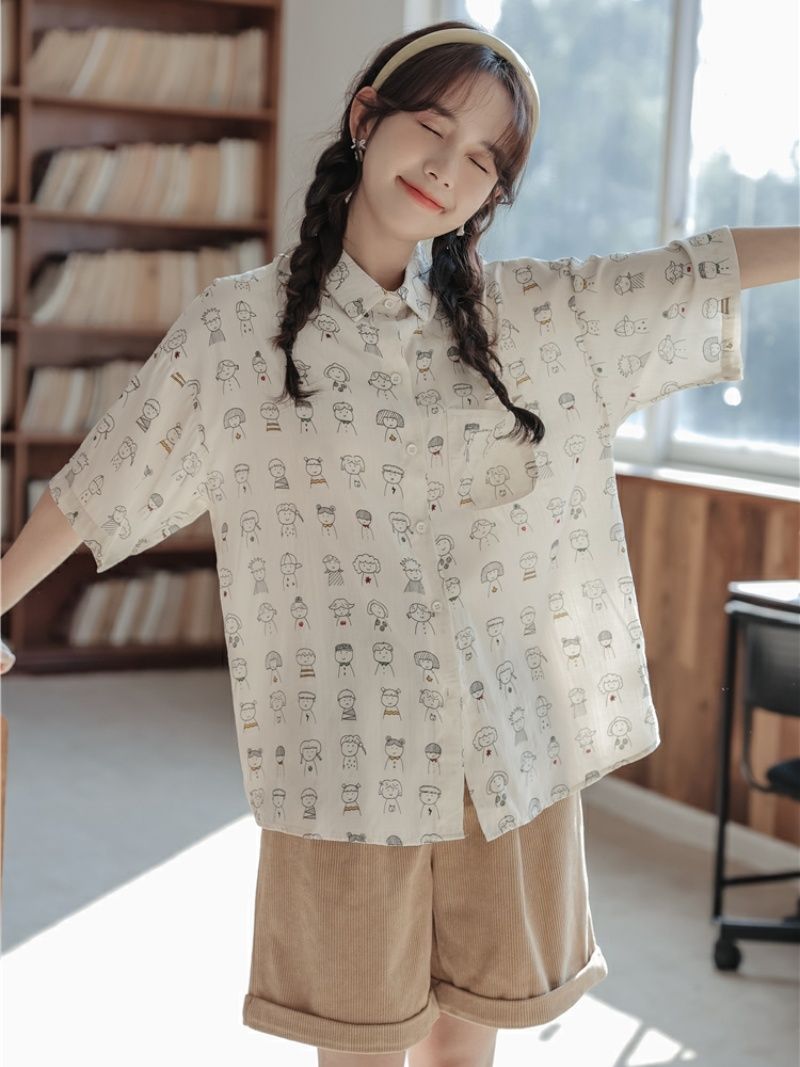 Harajuku Lovely White Cartoon  - Anime Merchandise For Women 리뷰 및 가격