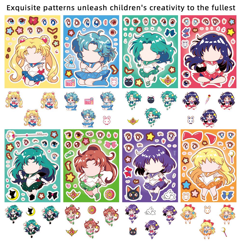 8/16PCS Sailor Moon Face-Chang - Anime Poster Print 리뷰 및 가격